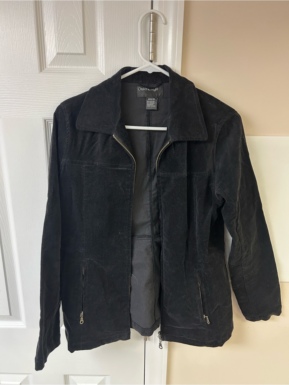 OuterEdge Vintage Y2K Suede Zip Up Black Jacket